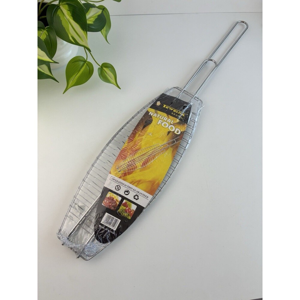 BBQ Grill Basket Stainless Steel Large Campfire Basket Fish Steak Hot Dogs